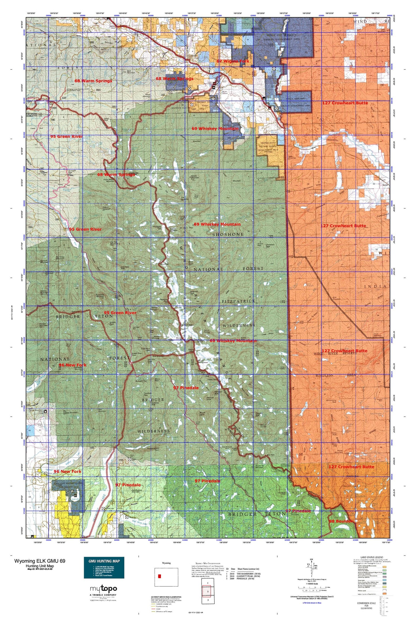 Wyoming Elk GMU 69 Map Image
