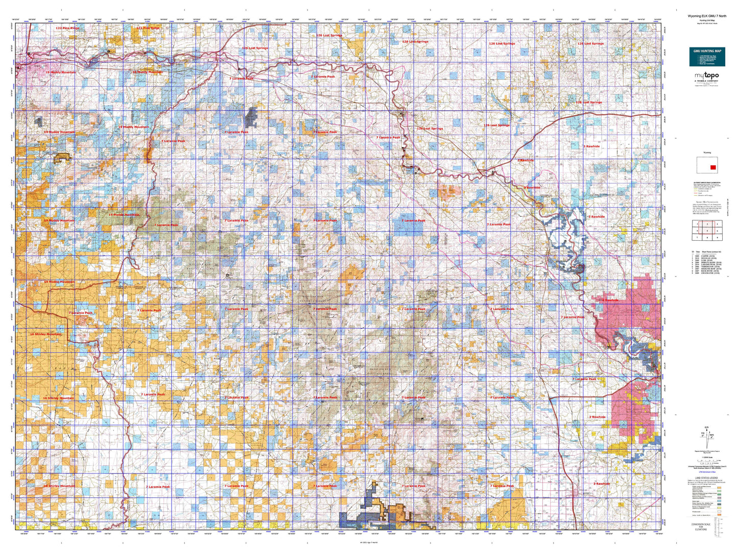 Wyoming Elk GMU 7 North Map Image