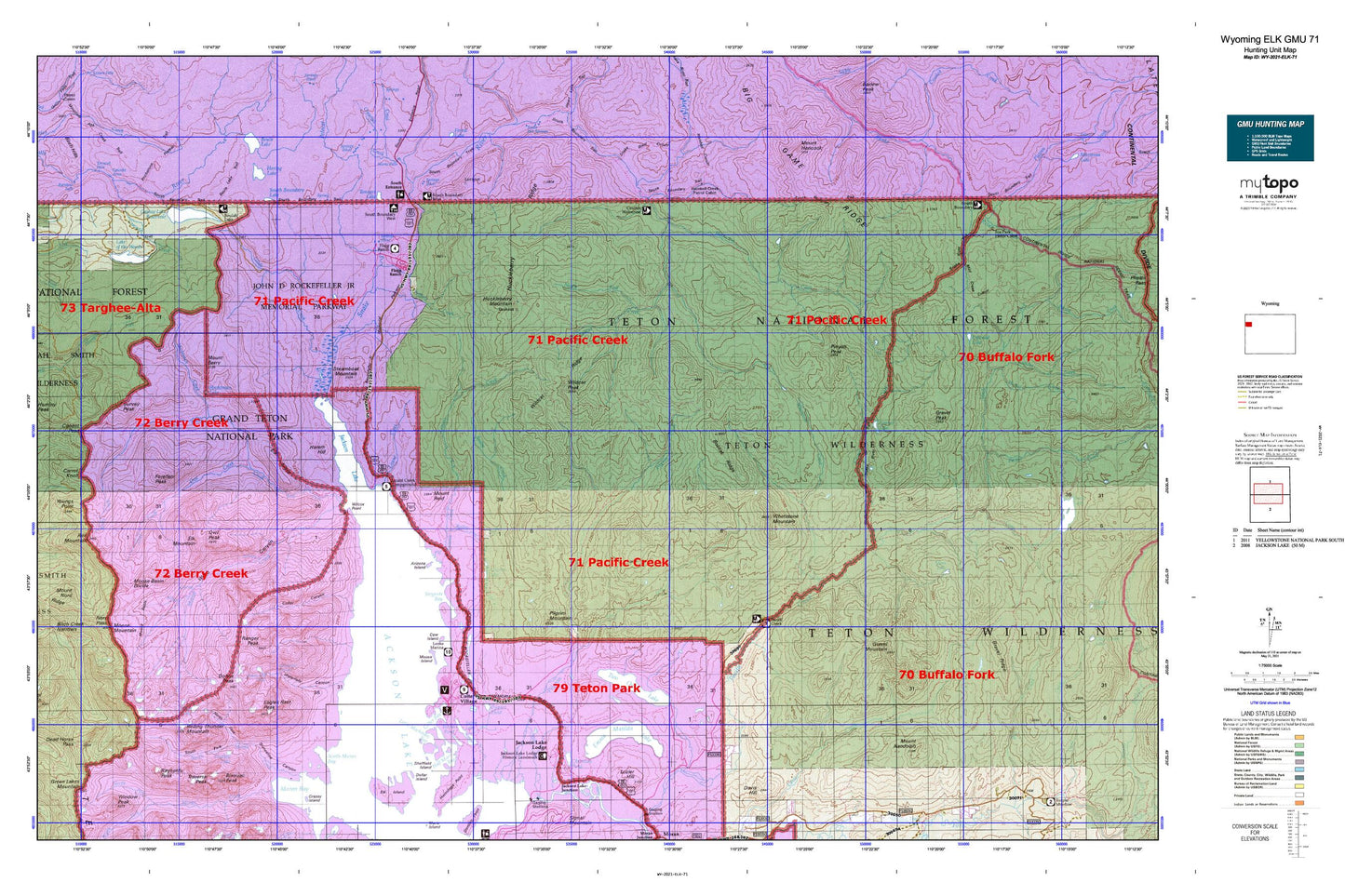Wyoming Elk GMU 71 Map Image