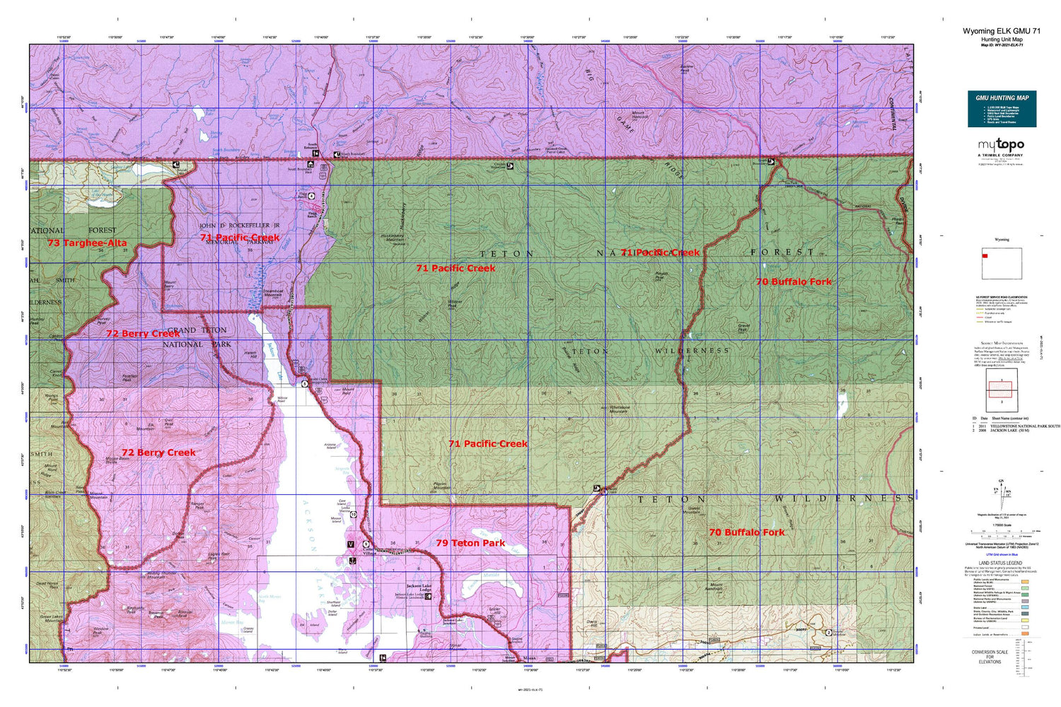 Wyoming Elk GMU 71 Map Image