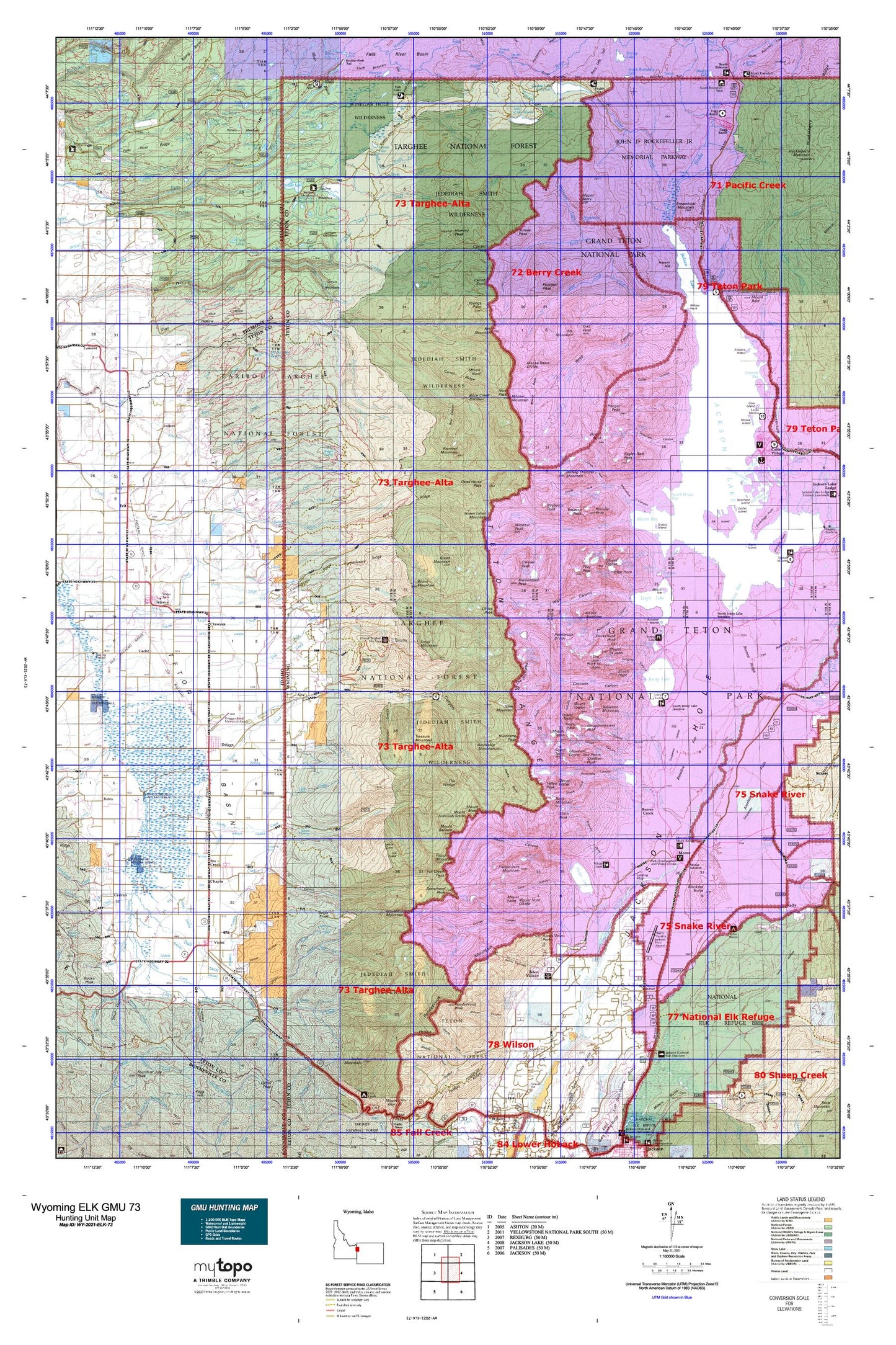 Wyoming Elk GMU 73 Map Image