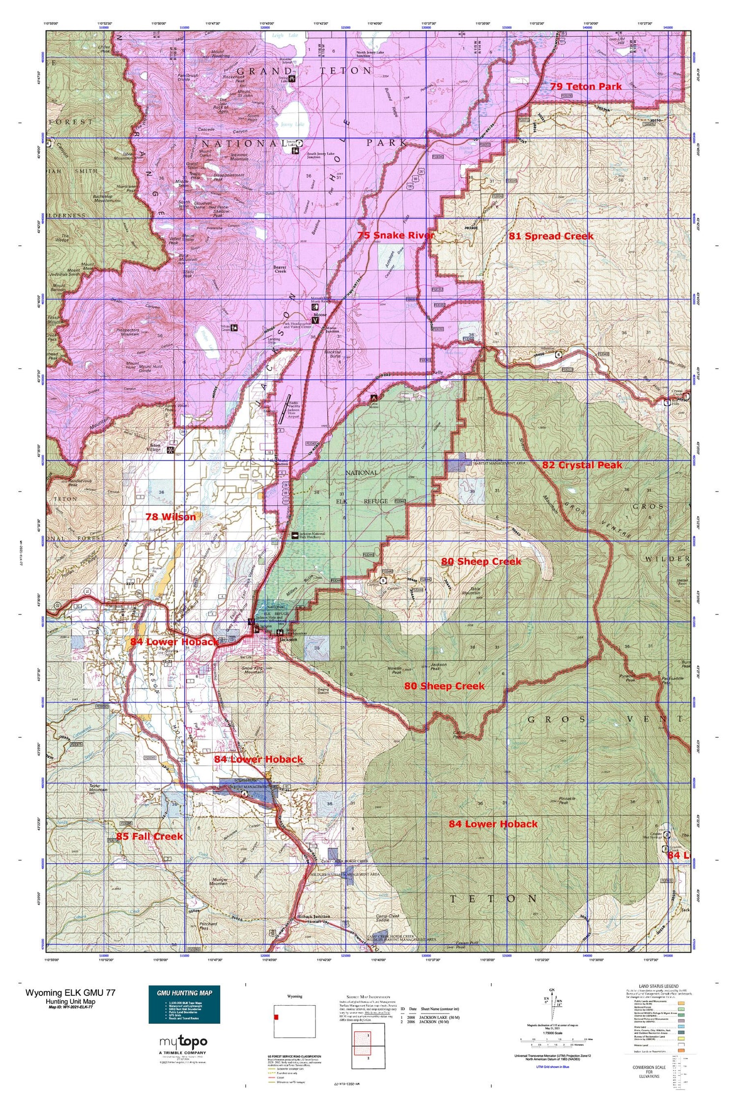 Wyoming Elk GMU 77 Map Image