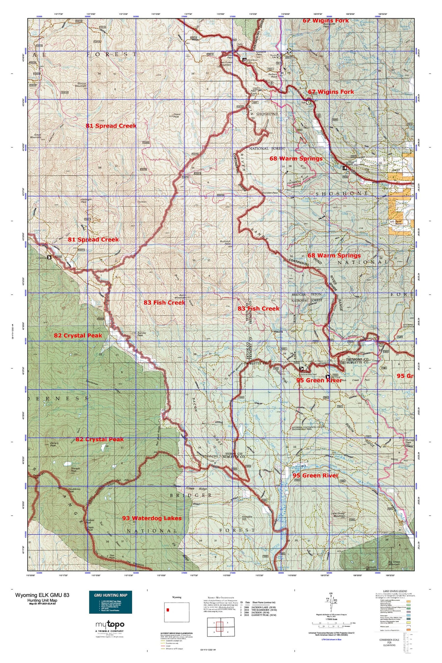 Wyoming Elk GMU 83 Map Image