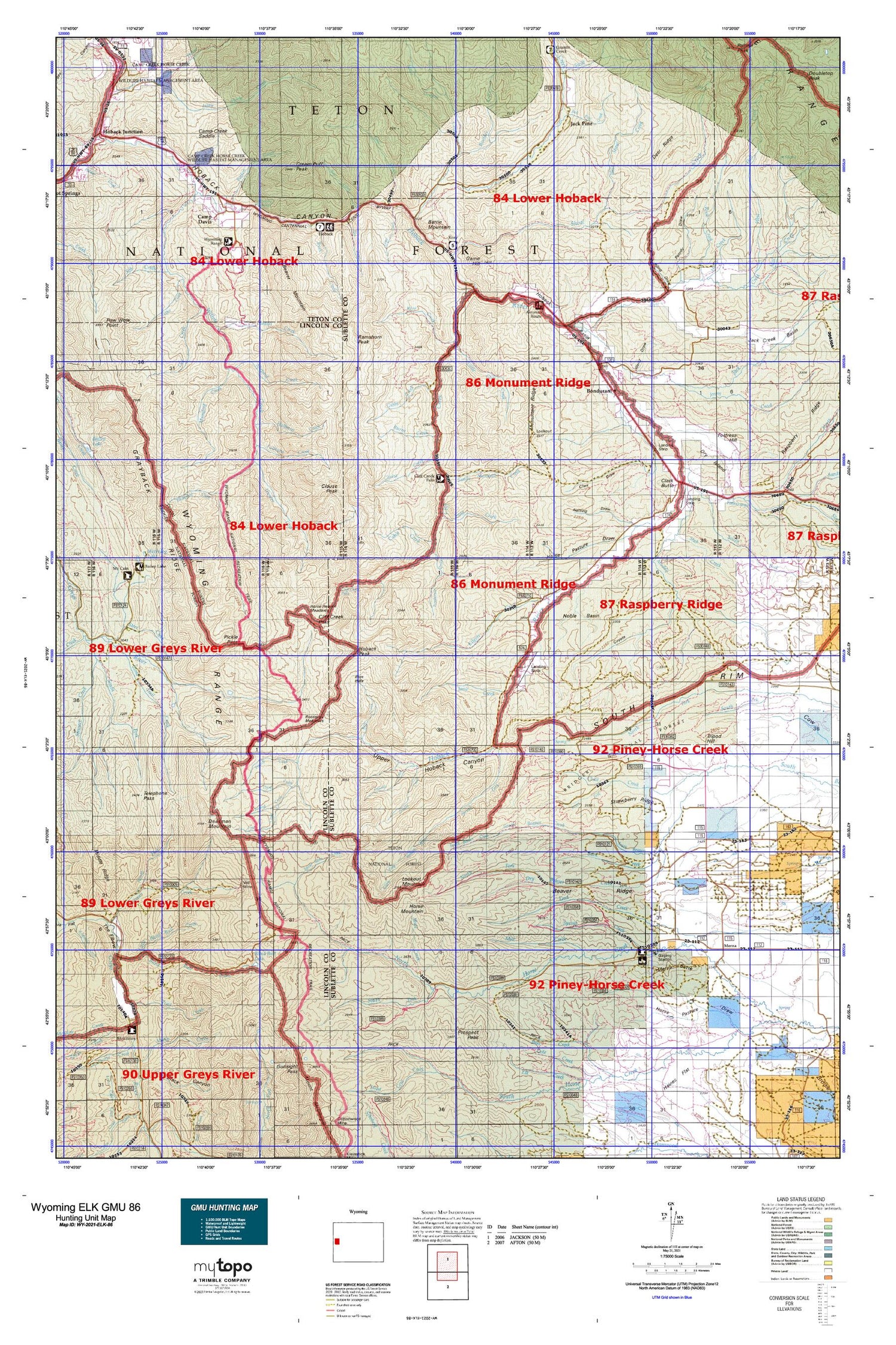 Wyoming Elk GMU 86 Map Image