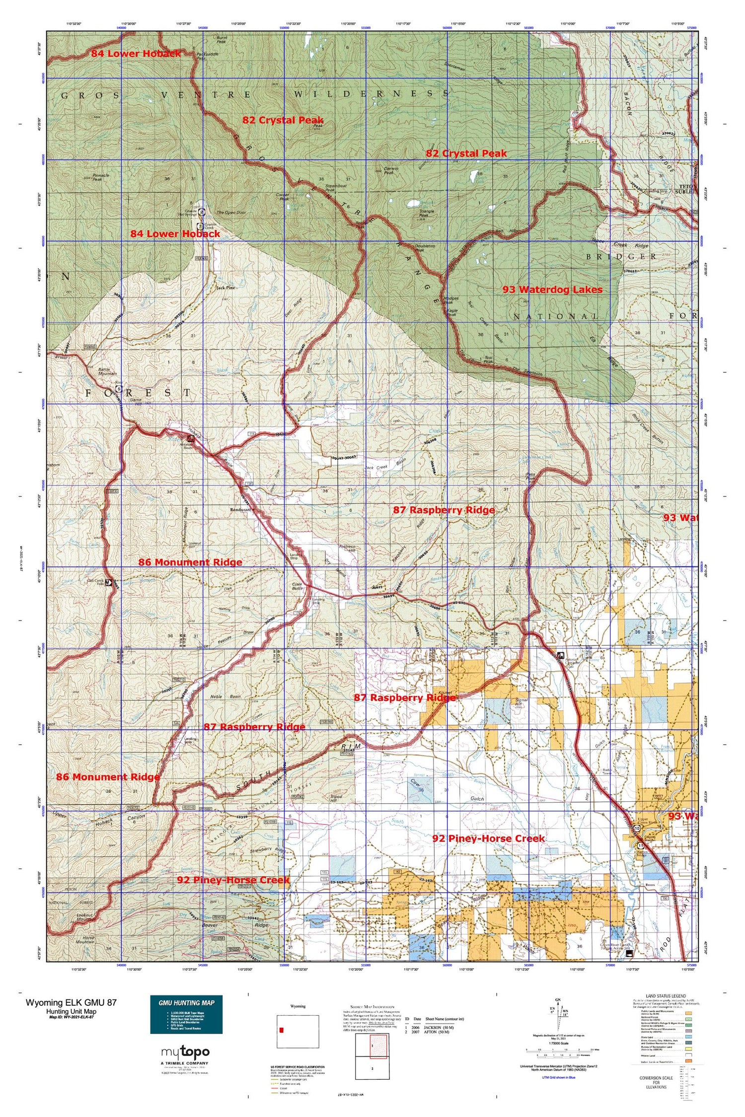 Wyoming Elk GMU 87 Map Image