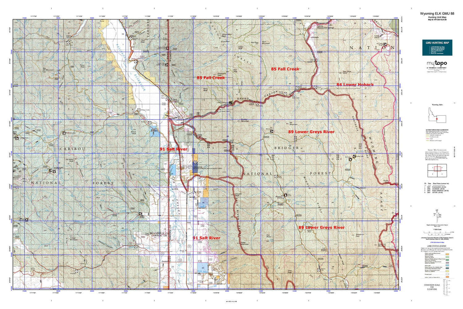 Wyoming Elk GMU 88 Map Image