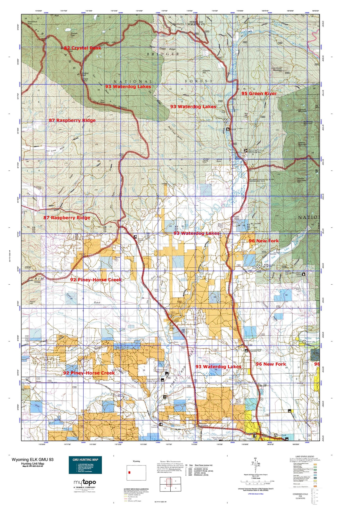 Wyoming Elk GMU 93 Map Image