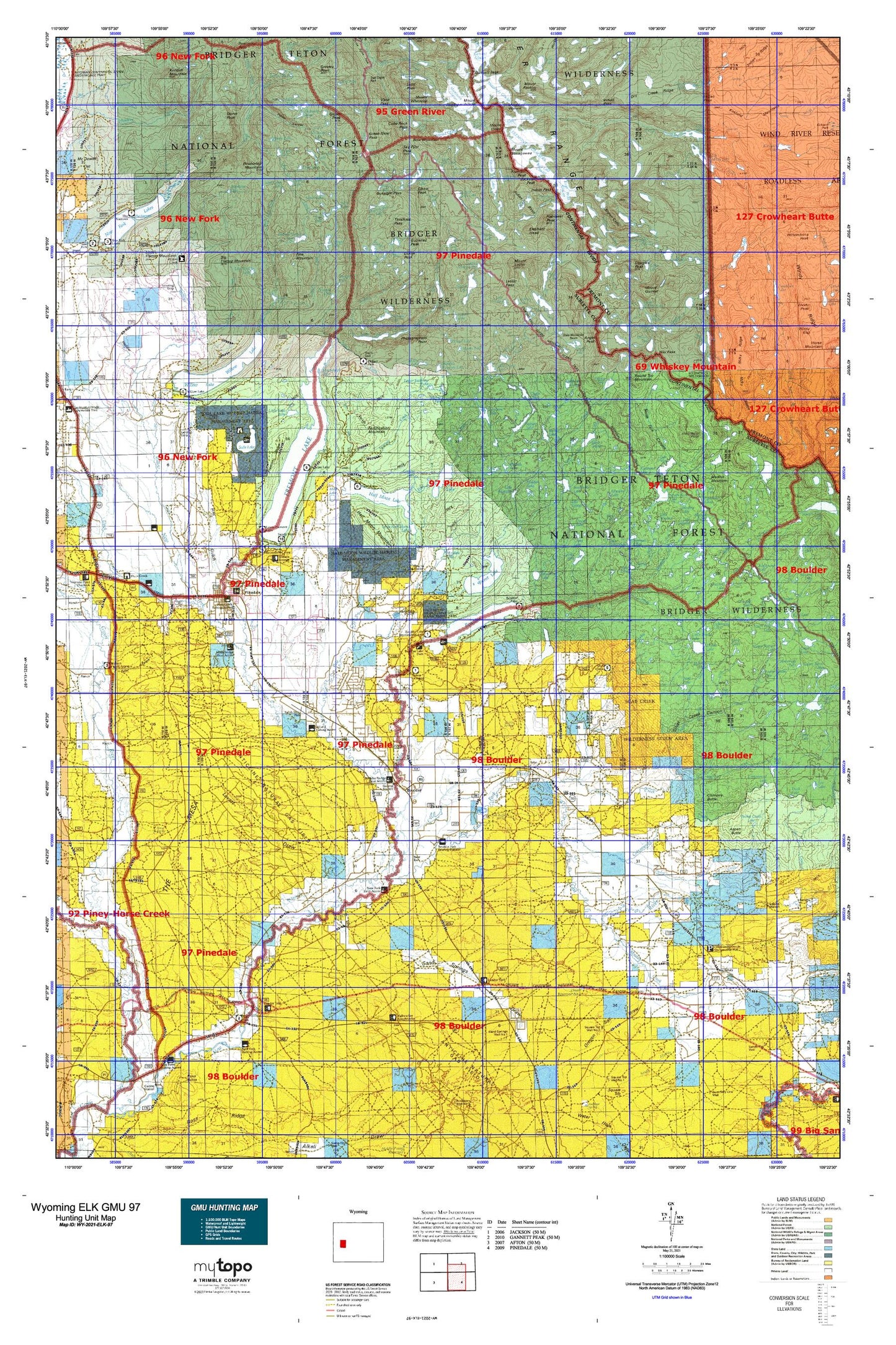 Wyoming Elk GMU 97 Map Image