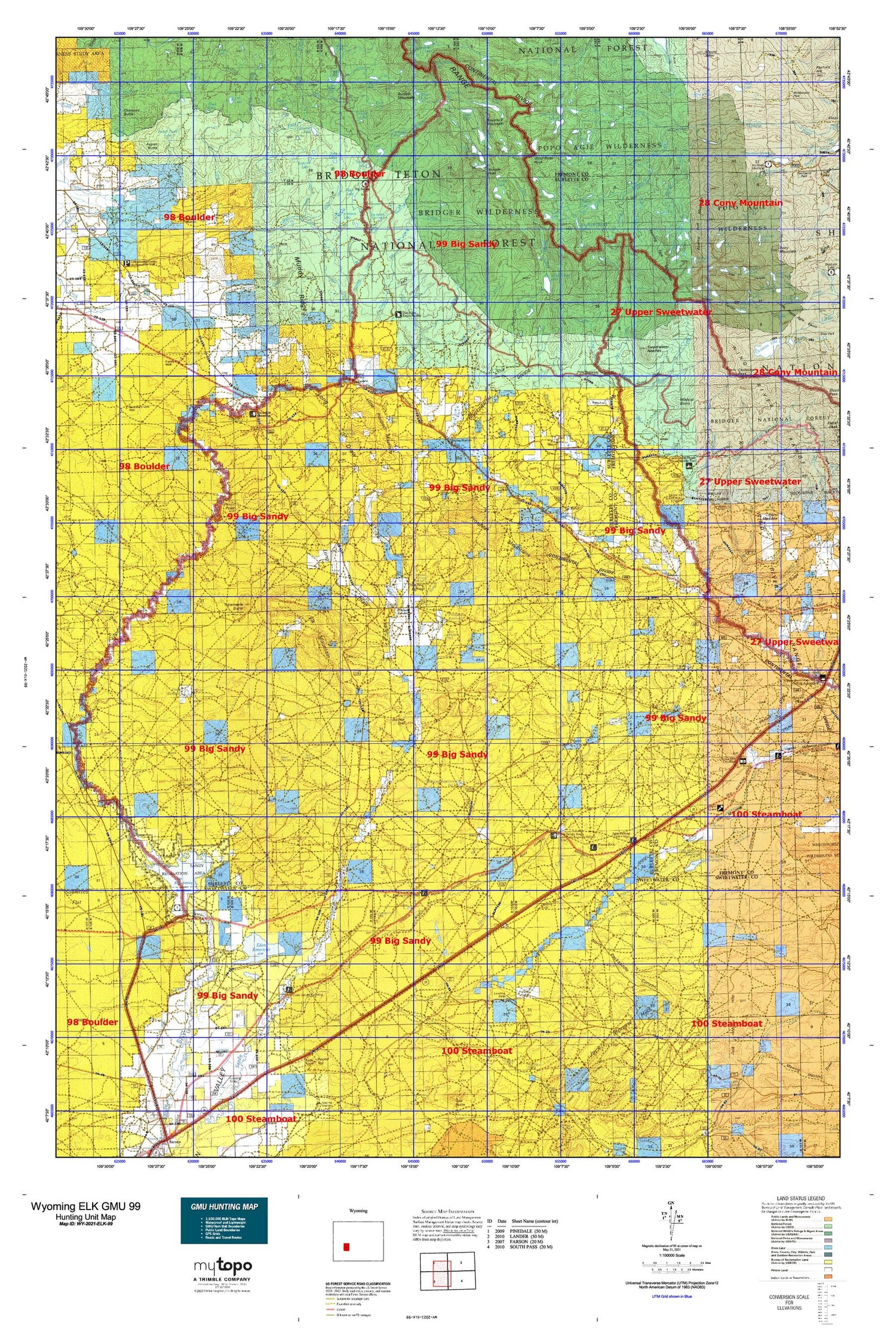 Wyoming Elk GMU 99 Map Image