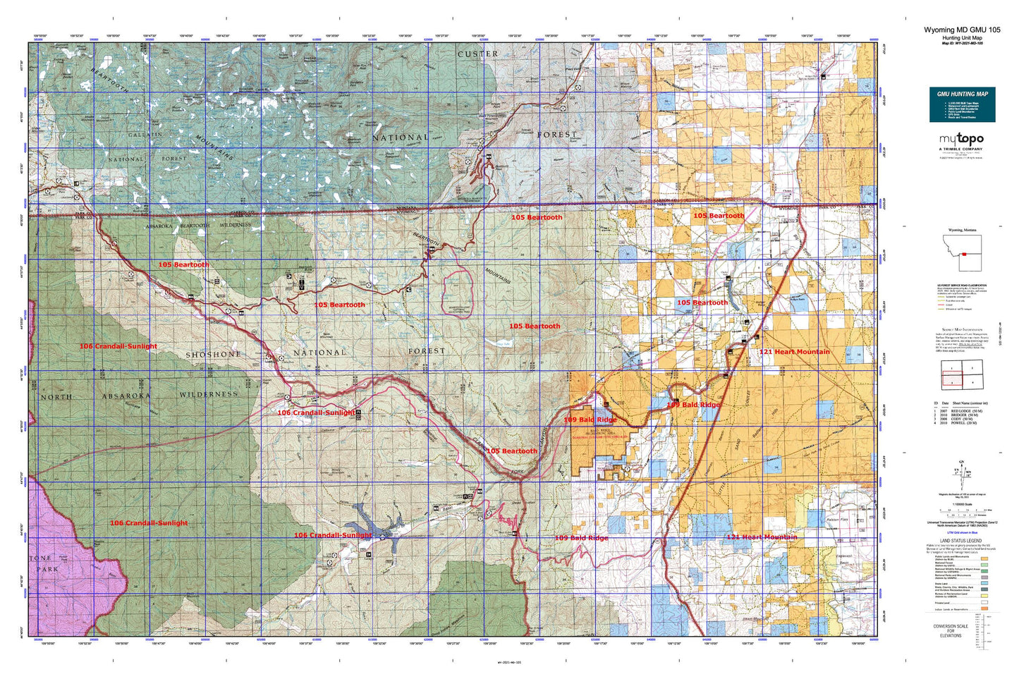 Wyoming Mule Deer GMU 105 Map Image