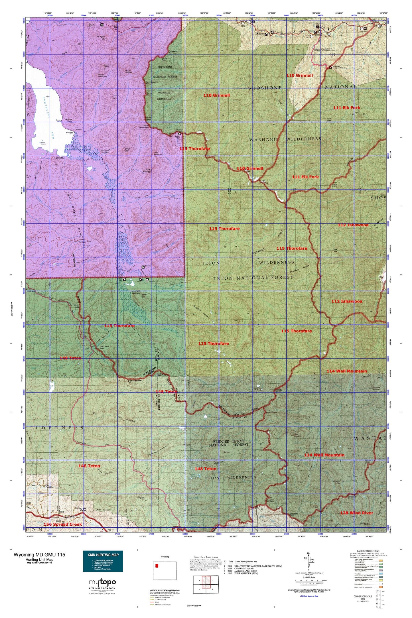 Wyoming Mule Deer GMU 115 Map Image