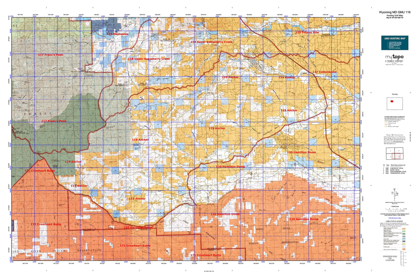 Wyoming Mule Deer GMU 119 Map Image