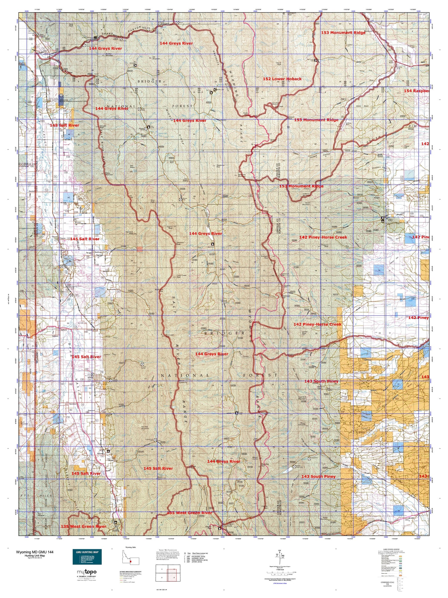 Wyoming Mule Deer GMU 144 Map Image