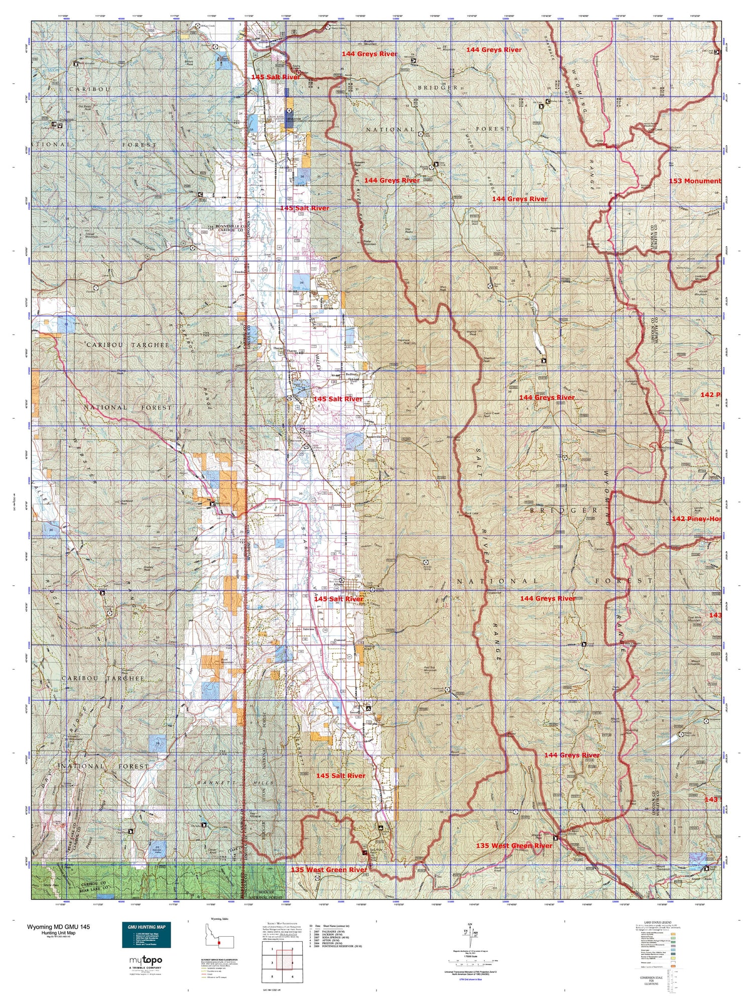 Wyoming Mule Deer GMU 145 Map Image