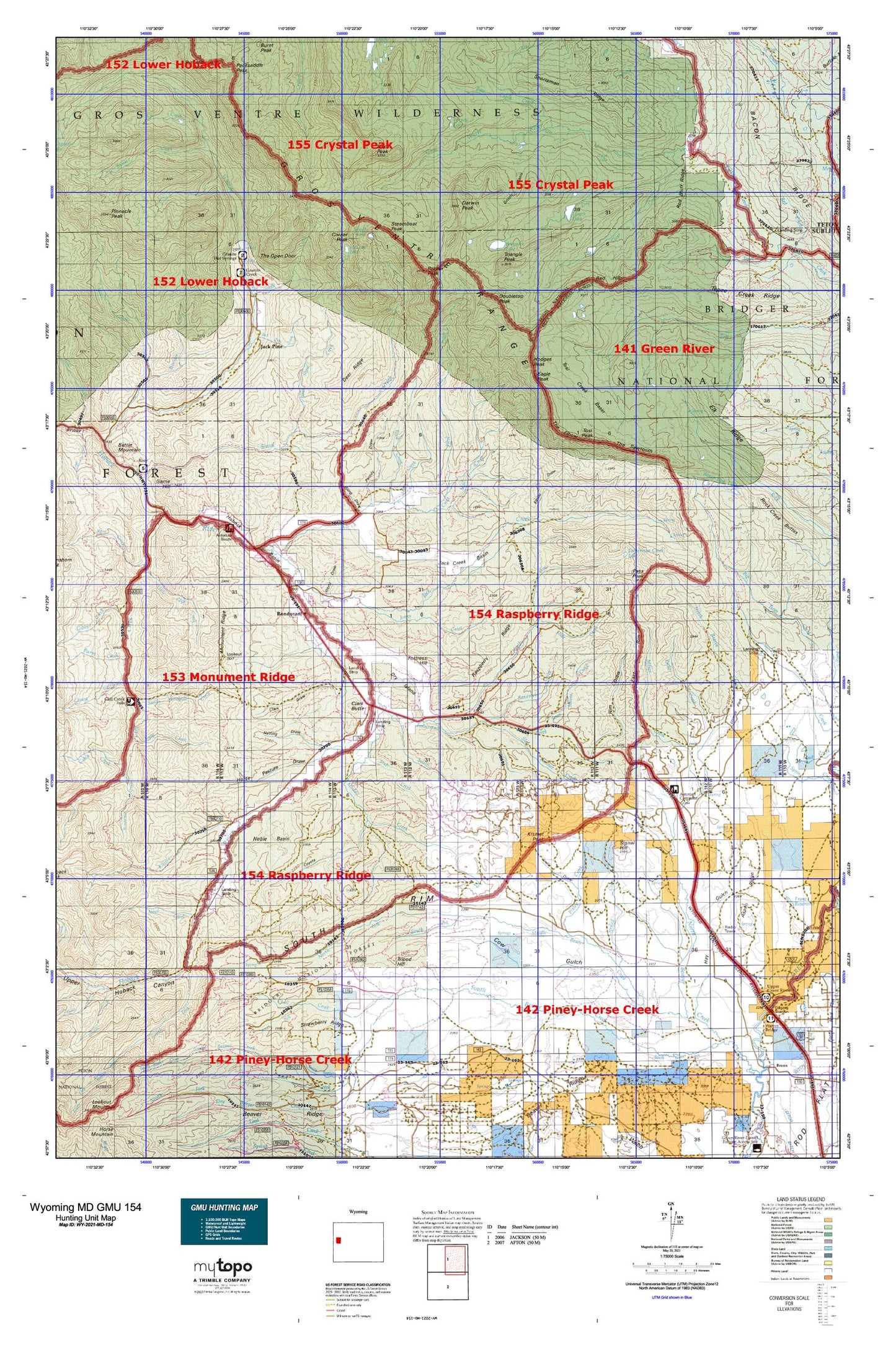 Wyoming Mule Deer GMU 154 Map Image