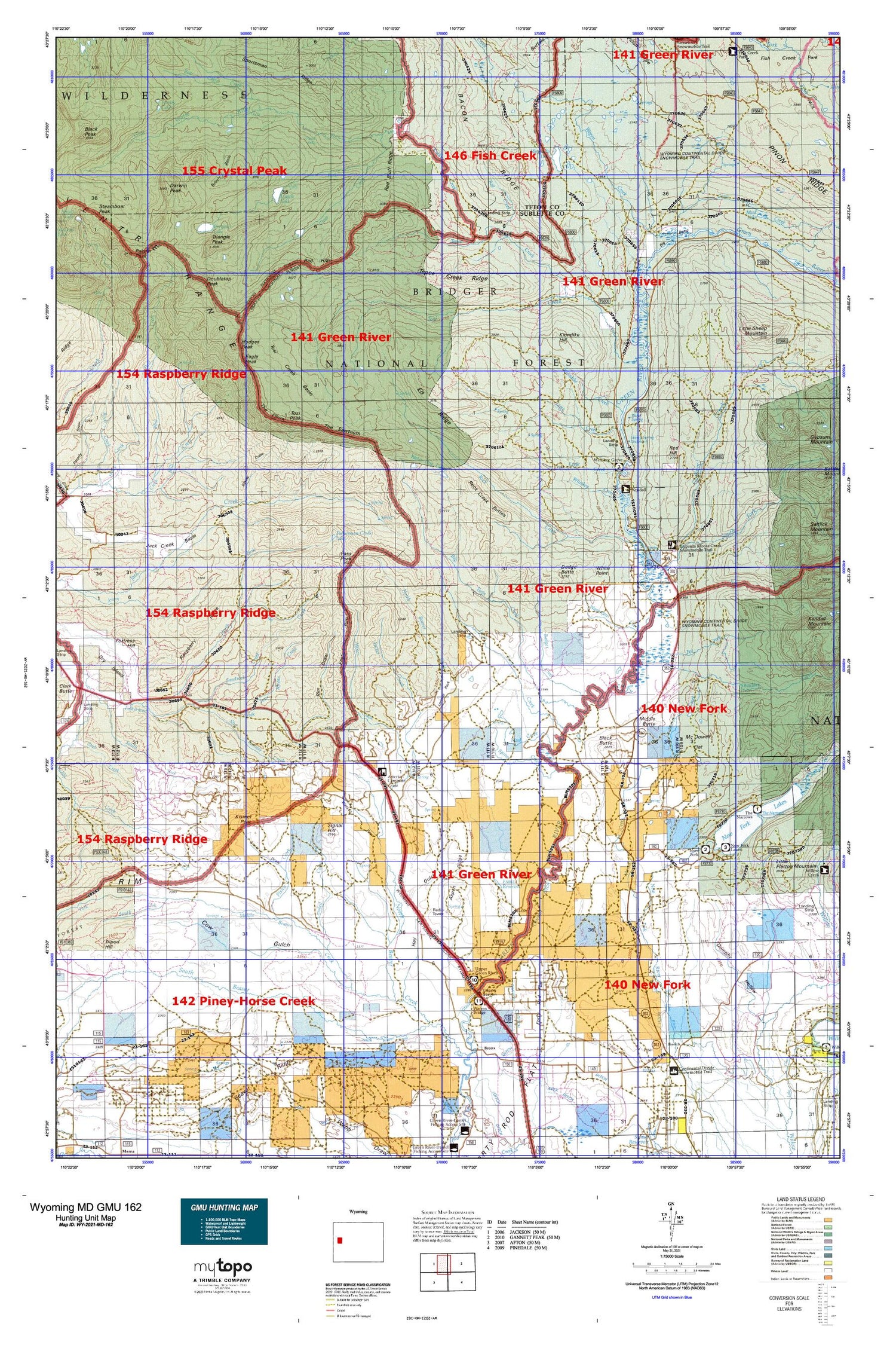 Wyoming Mule Deer GMU 162 Map Image
