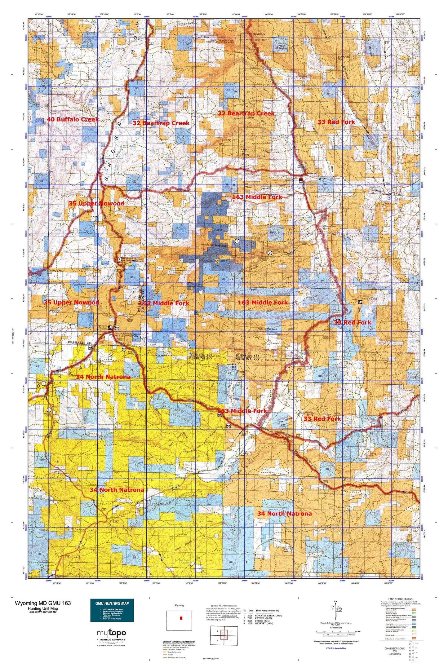 Wyoming Mule Deer GMU 163 Map Image