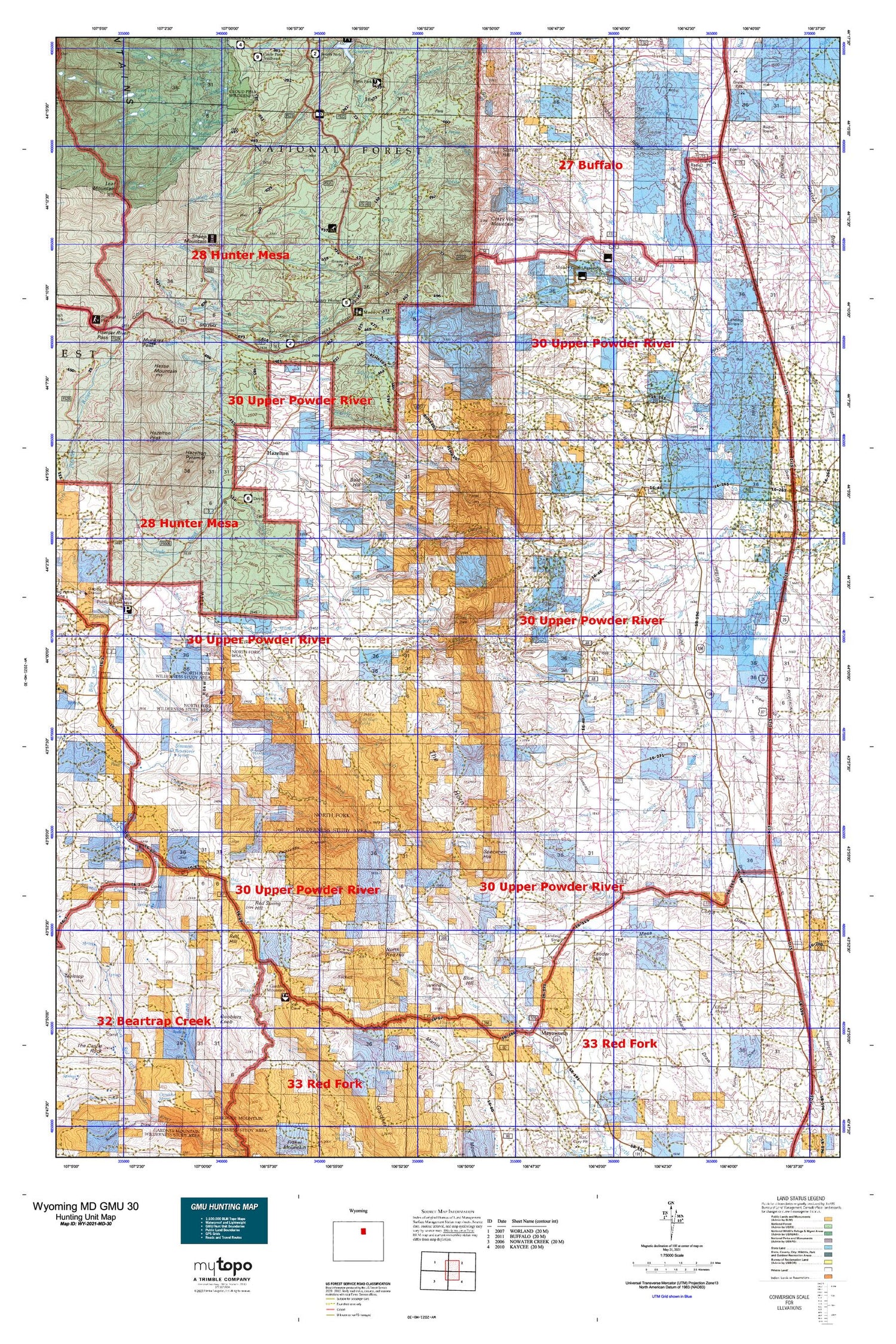 Wyoming Mule Deer GMU 30 Map Image