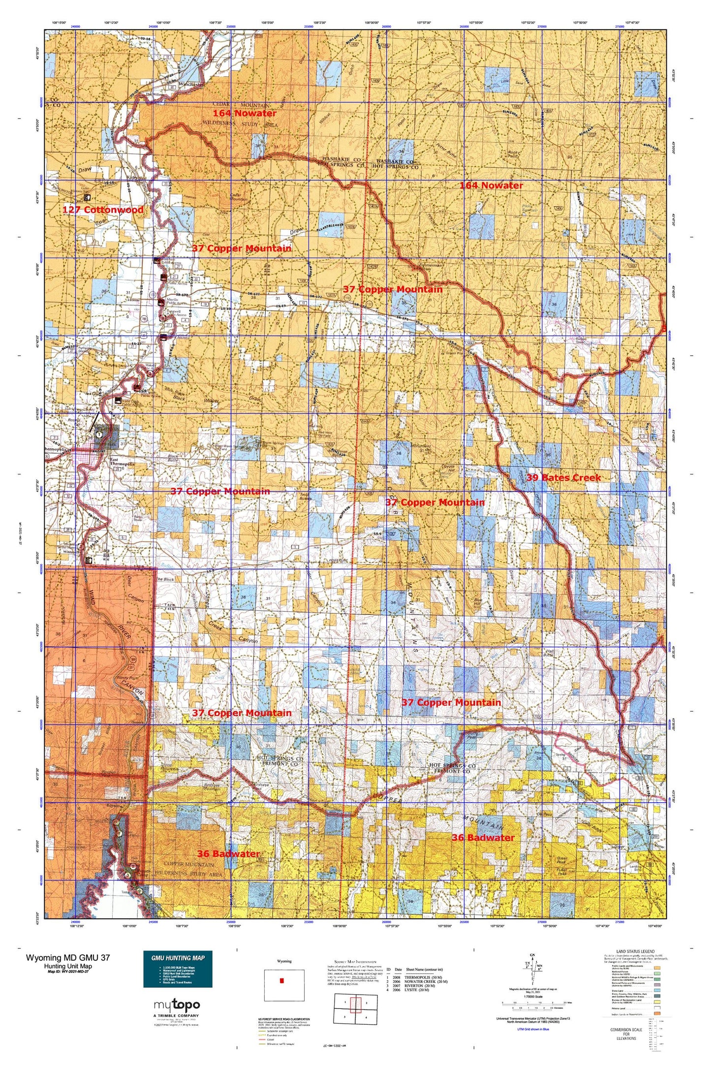 Wyoming Mule Deer GMU 37 Map Image