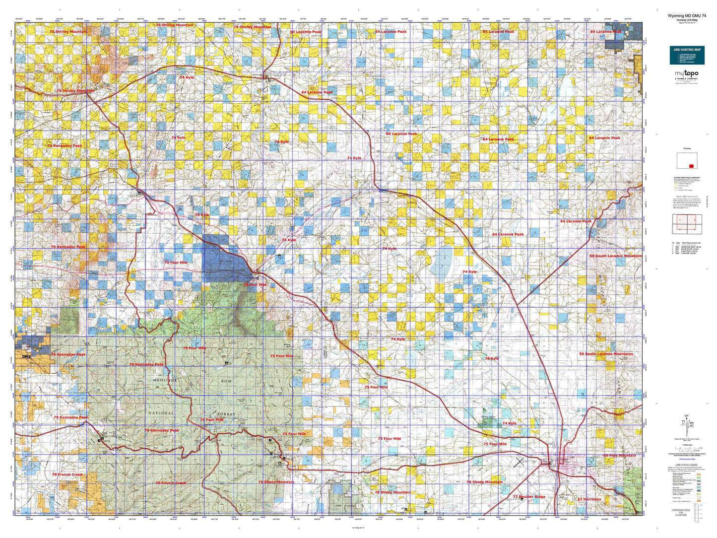 Wyoming Mule Deer GMU 74 Map Image