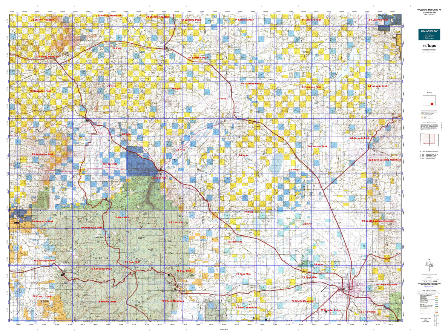 Wyoming Mule Deer GMU 74 Map Image