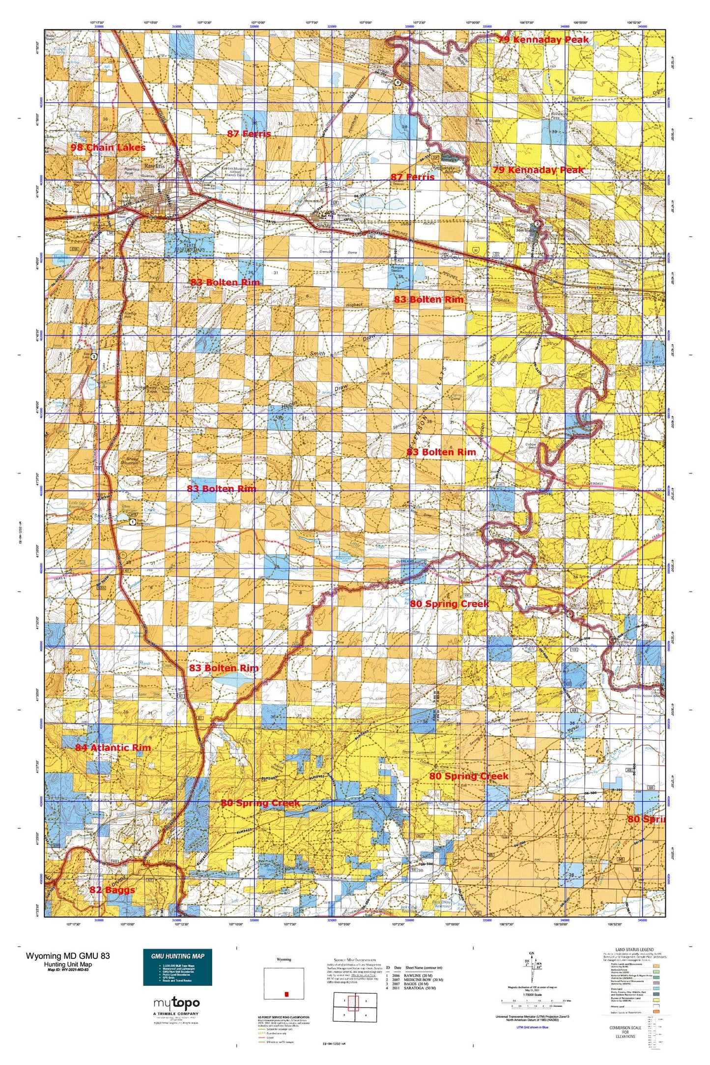 Wyoming Mule Deer GMU 83 Map Image