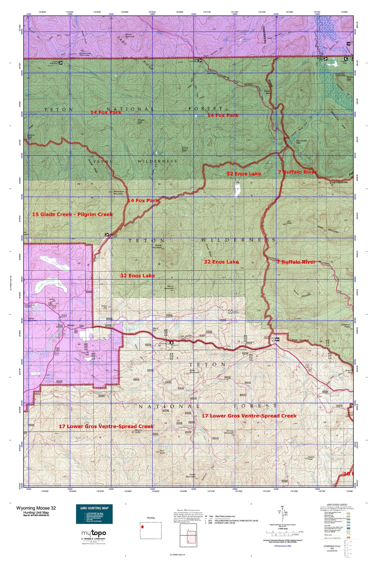 Wyoming Moose 32 Map Image