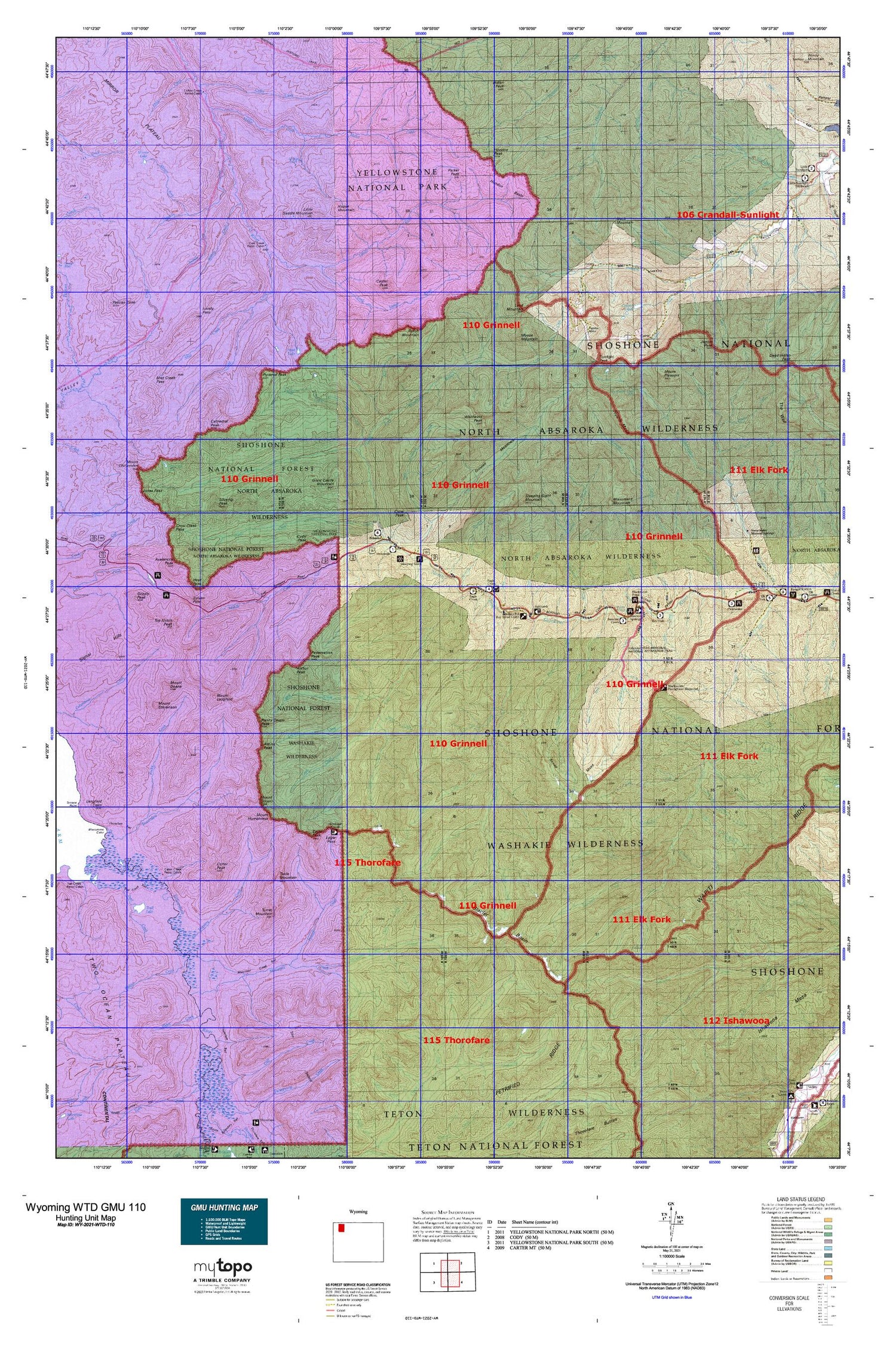 Wyoming Whitetail Deer GMU 110 Map Image