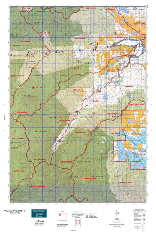 Wyoming Whitetail Deer GMU 112 Map Image
