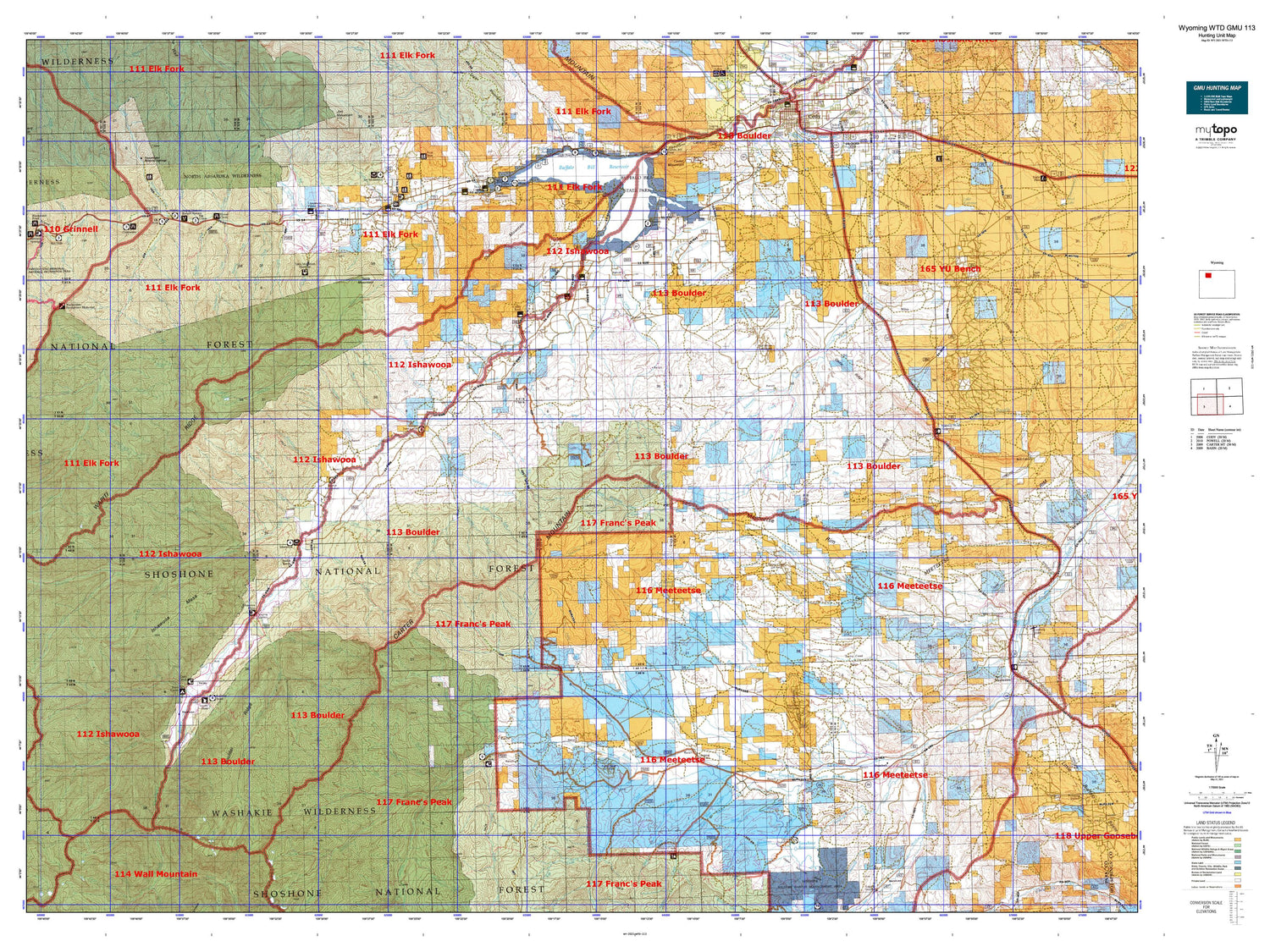 Wyoming Whitetail Deer GMU 113 Map Image