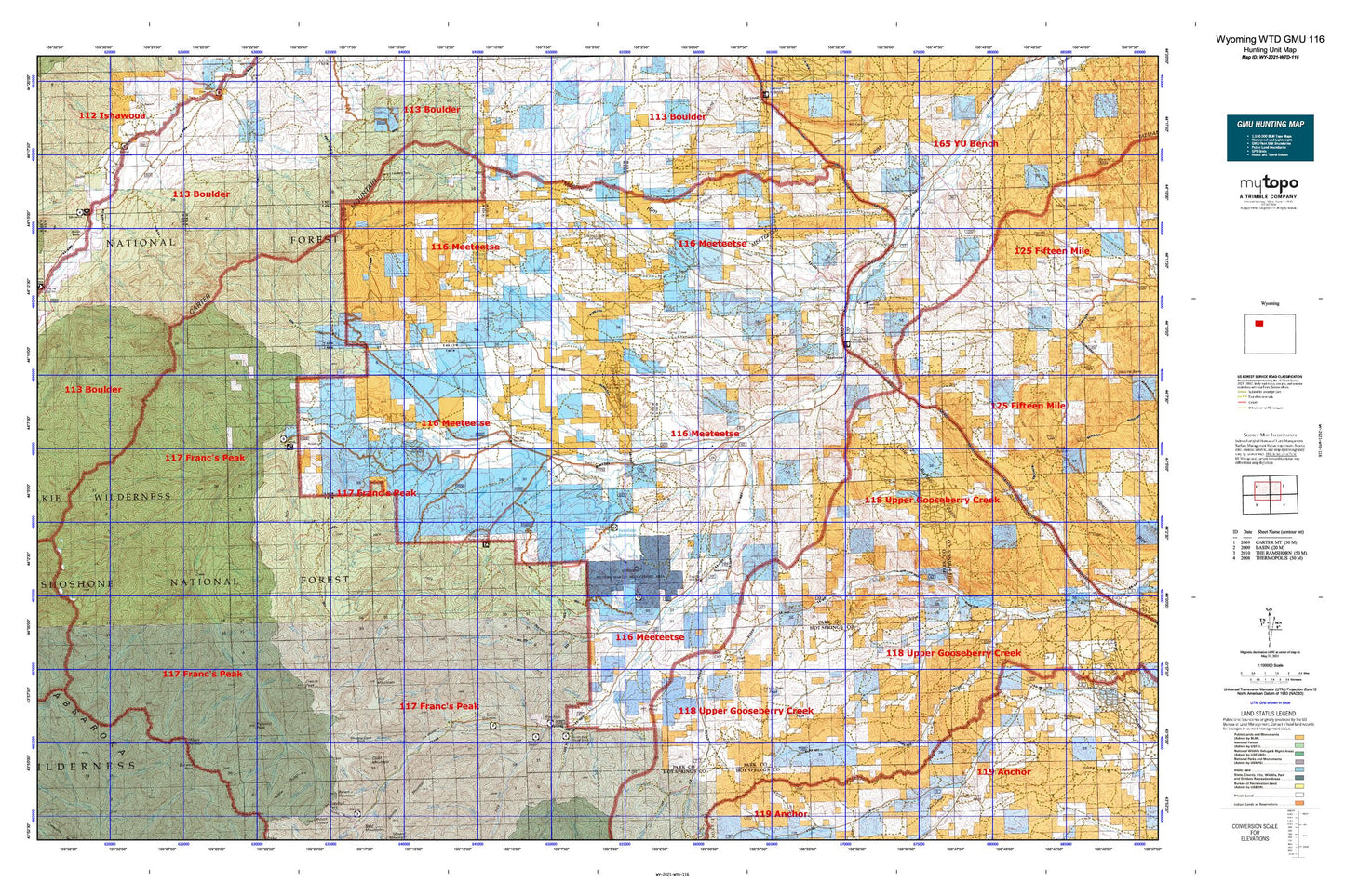 Wyoming Whitetail Deer GMU 116 Map Image