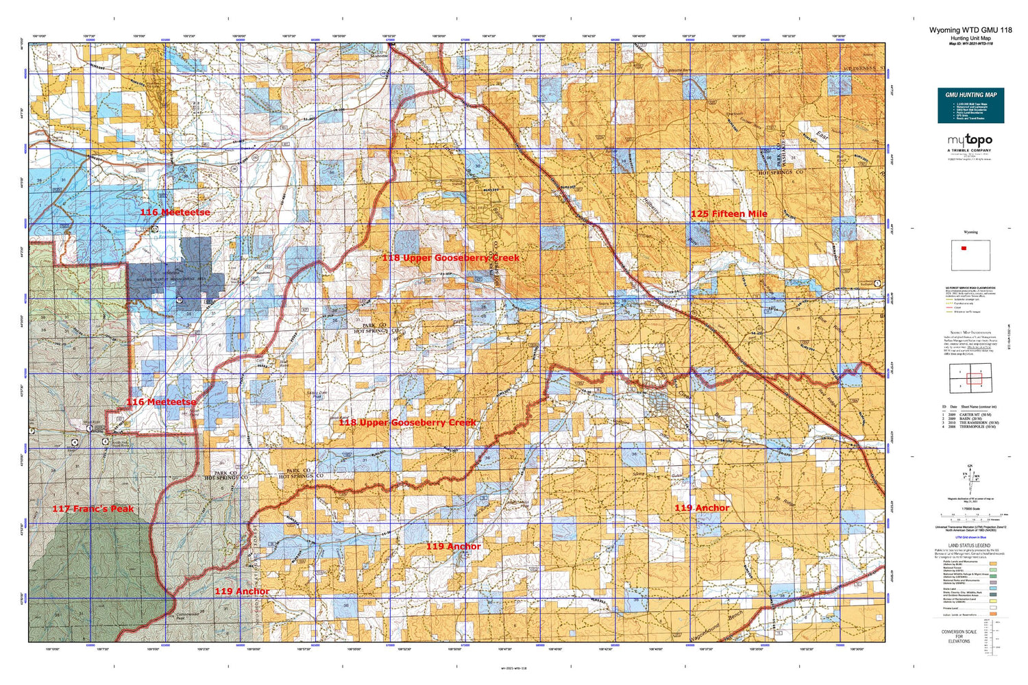 Wyoming Whitetail Deer GMU 118 Map Image