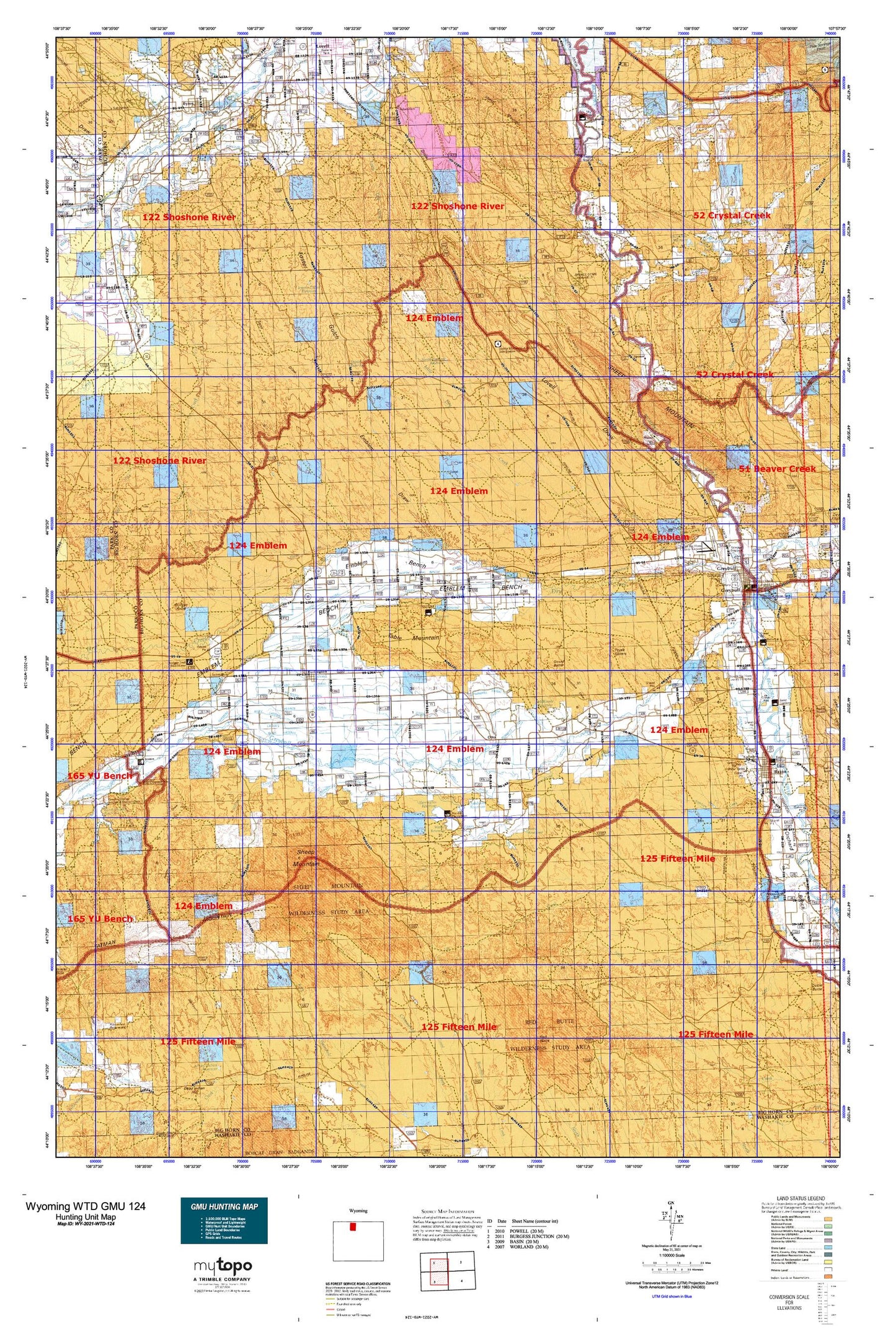Wyoming Whitetail Deer GMU 124 Map Image