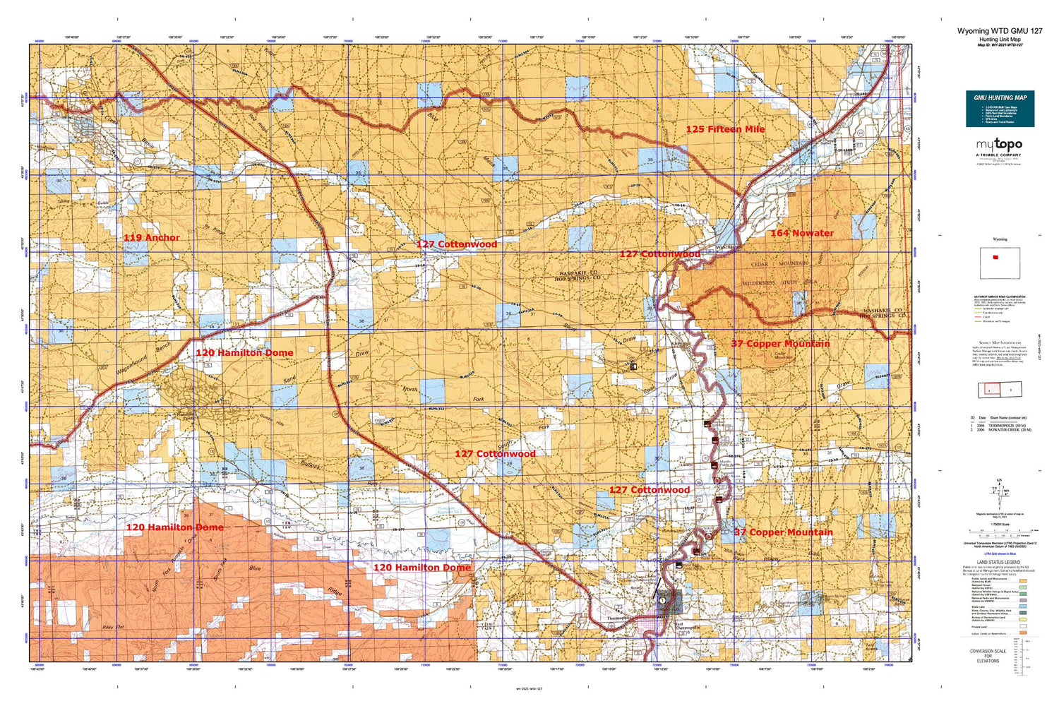 Wyoming Whitetail Deer GMU 127 Map Image