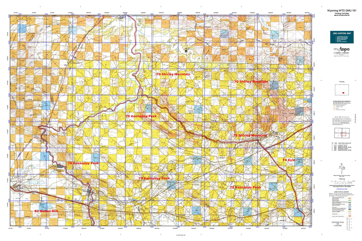 Wyoming Whitetail Deer GMU 161 Map Image