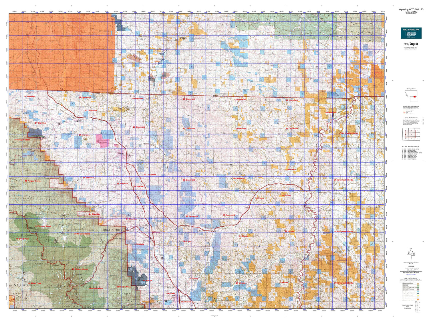 Wyoming Whitetail Deer GMU 23 Map Image