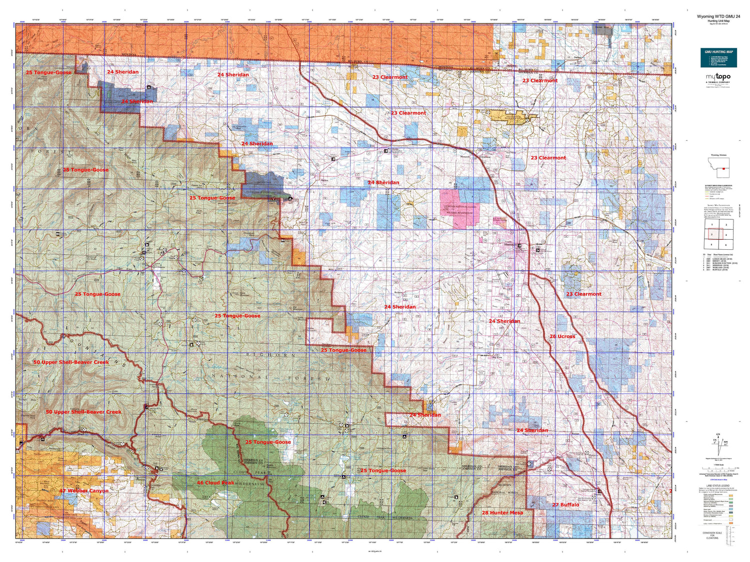 Wyoming Whitetail Deer GMU 24 Map Image