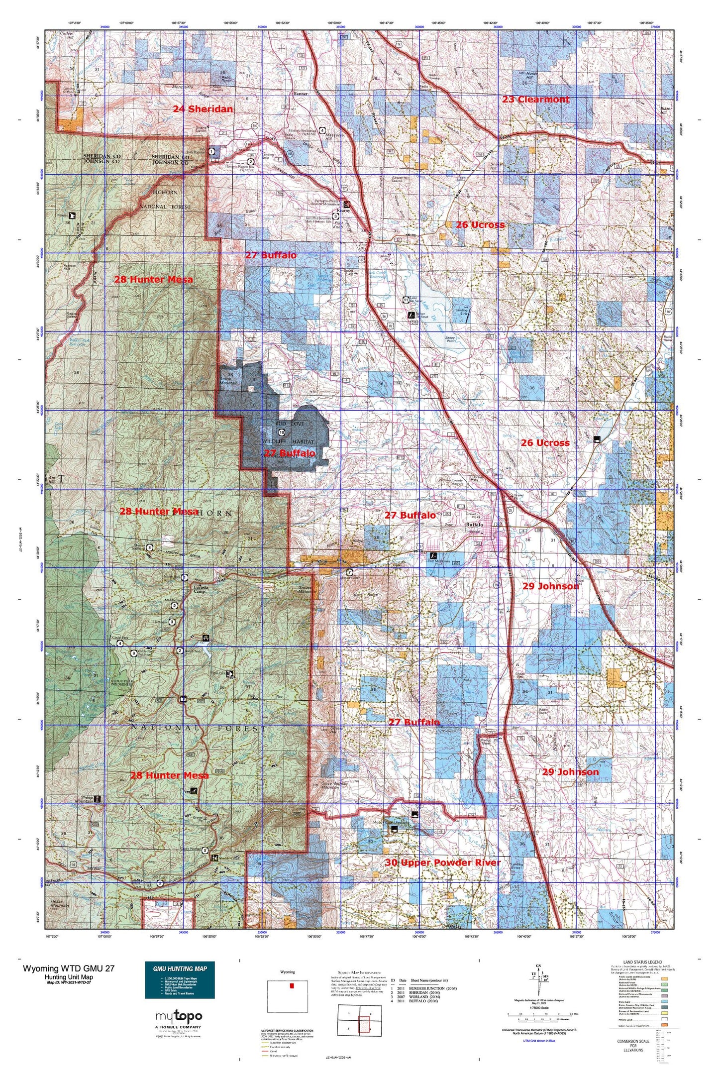 Wyoming Whitetail Deer GMU 27 Map Image