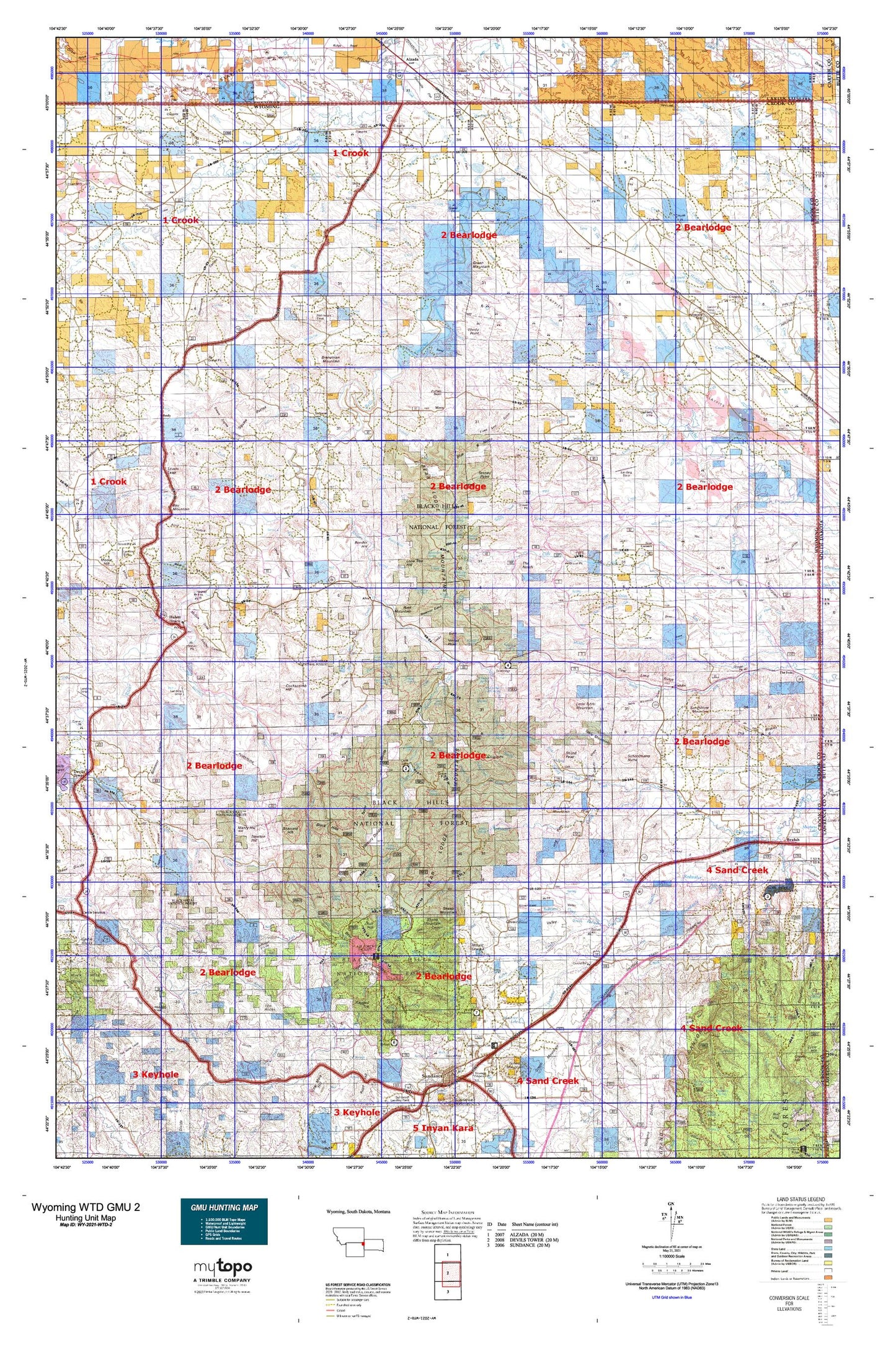 Wyoming Whitetail Deer GMU 2 Map Image