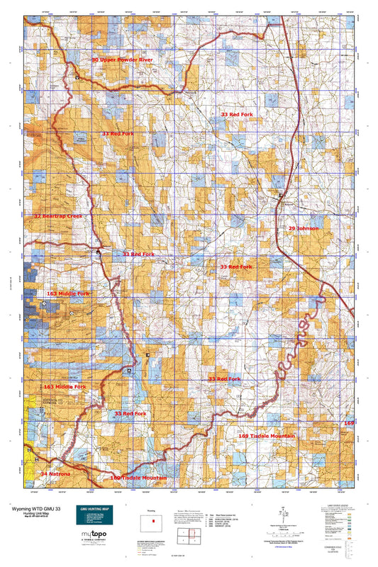 Wyoming Whitetail Deer GMU 33 Map Image