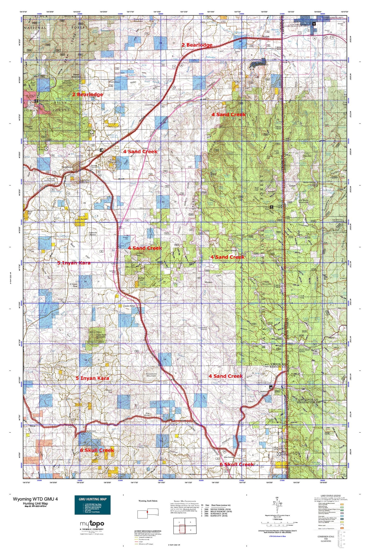 Wyoming Whitetail Deer GMU 4 Map Image