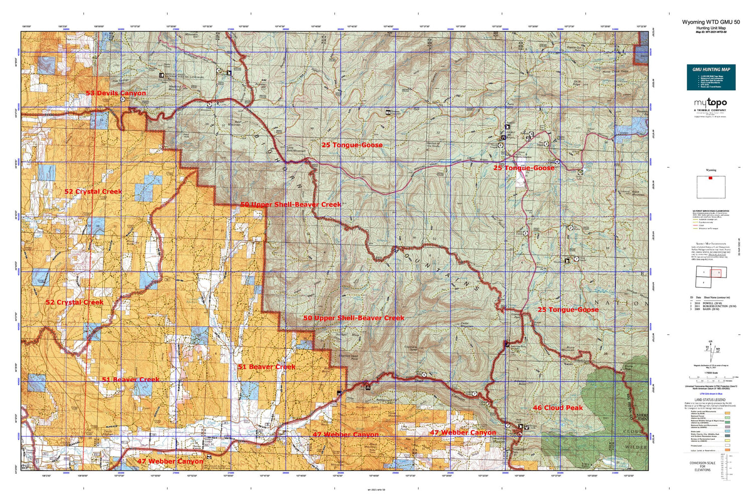 Wyoming Whitetail Deer GMU 50 Map Image