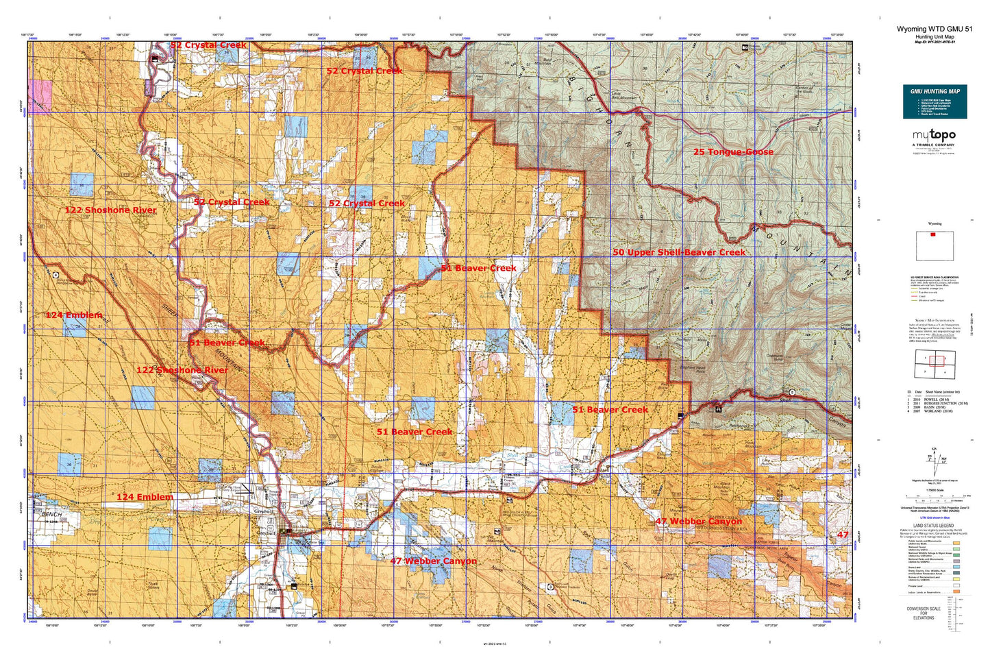 Wyoming Whitetail Deer GMU 51 Map Image