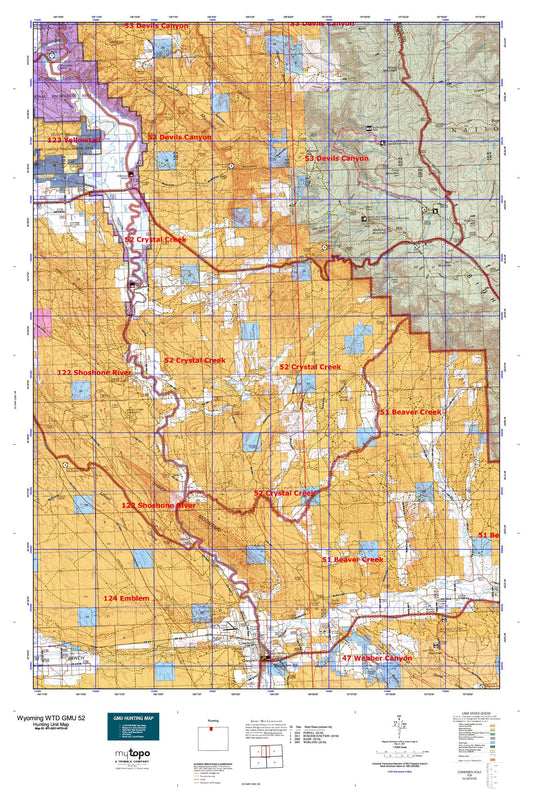 Wyoming Whitetail Deer GMU 52 Map Image
