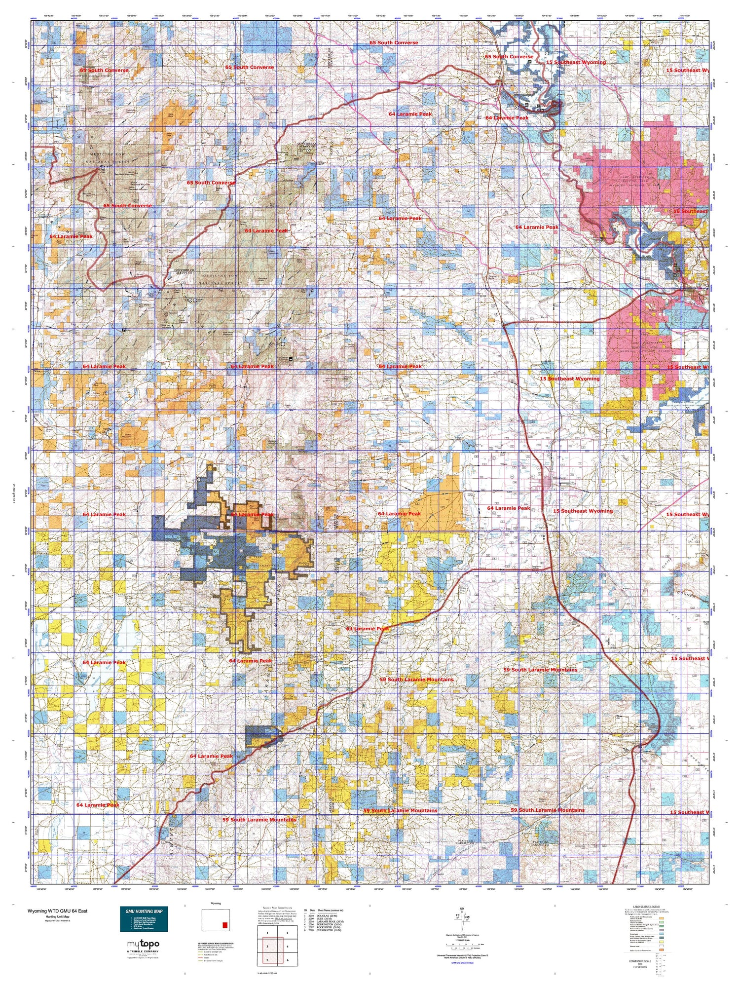 Wyoming Whitetail Deer GMU 64 East Map Image