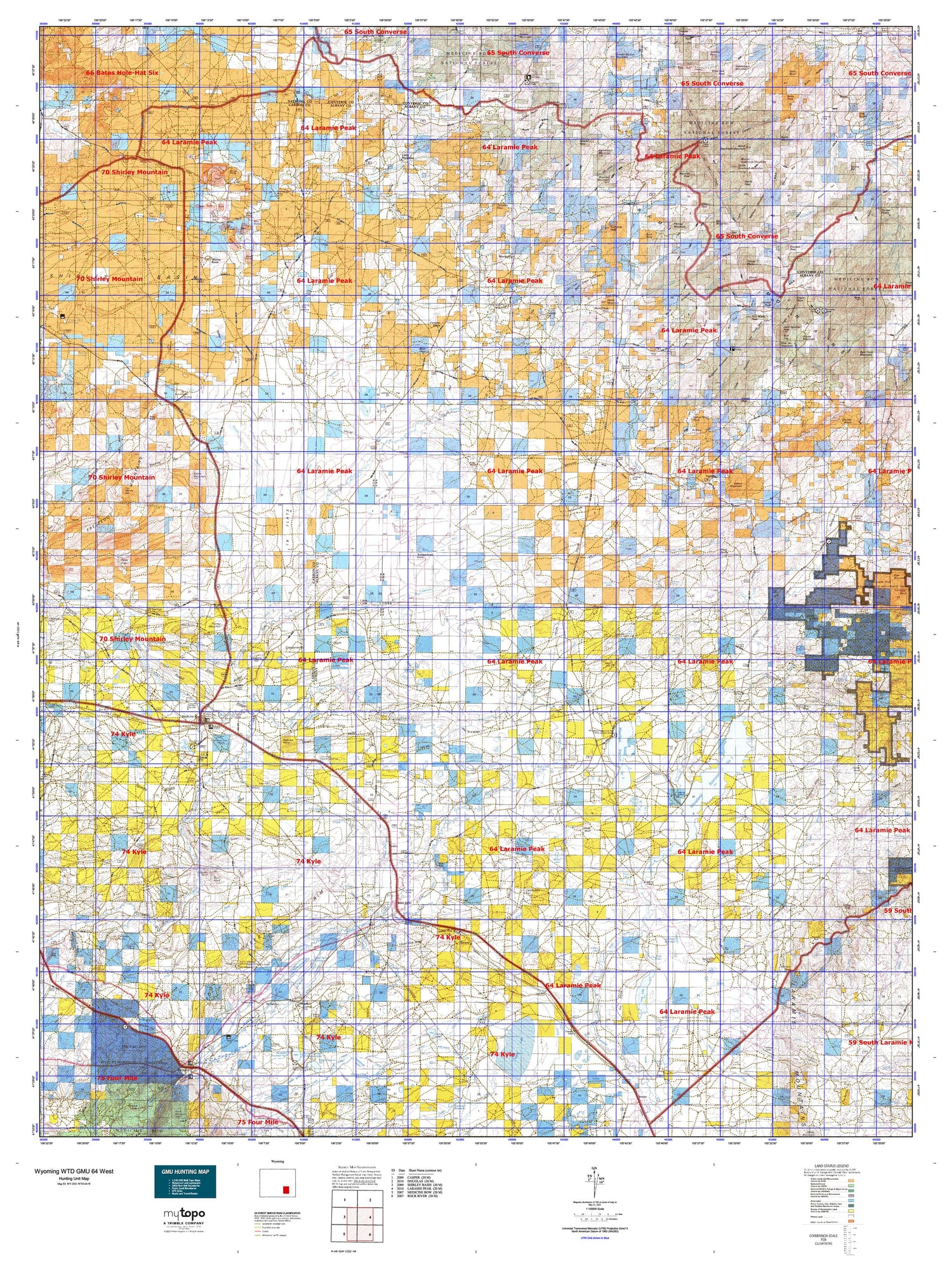 Wyoming Whitetail Deer GMU 64 West Map Image