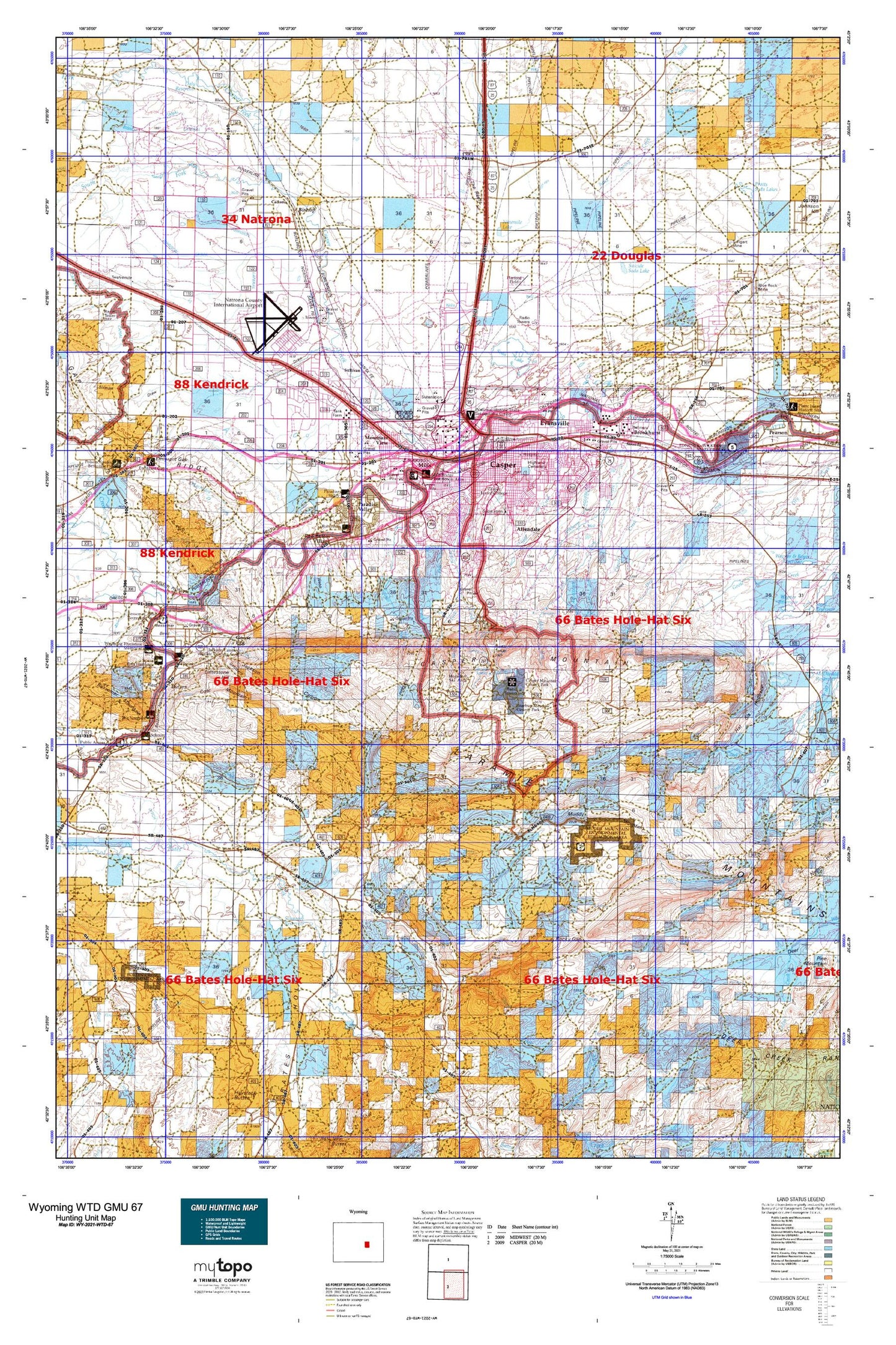 Wyoming Whitetail Deer GMU 67 Map Image