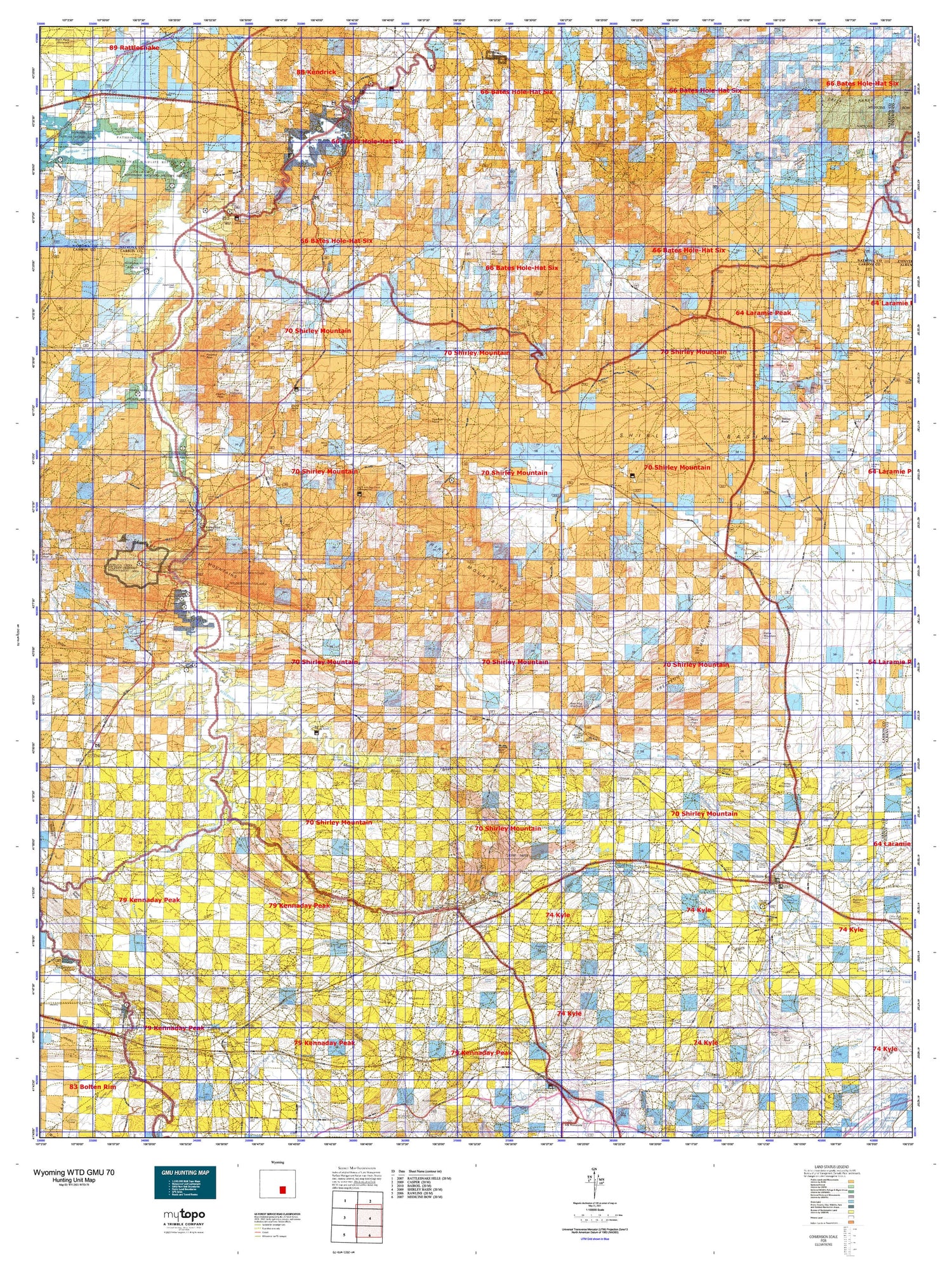 Wyoming Whitetail Deer GMU 70 Map Image