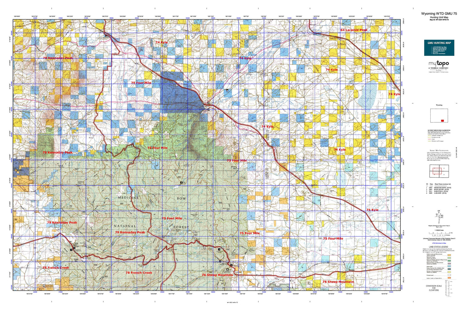 Wyoming Whitetail Deer GMU 75 Map Image
