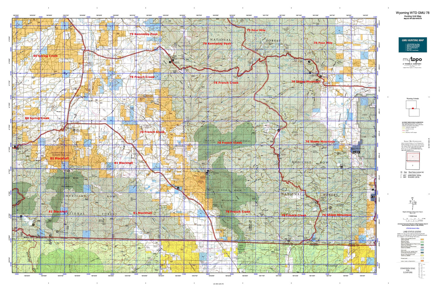 Wyoming Whitetail Deer GMU 78 Map Image